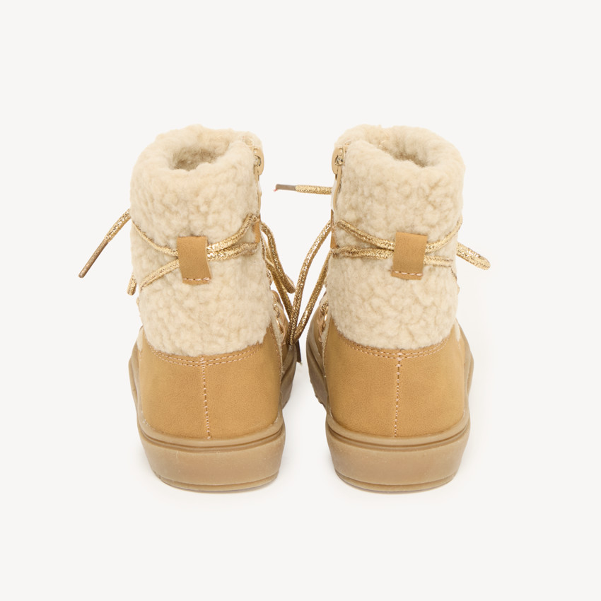 Bottine fille à lacets et zip en moumoutte 