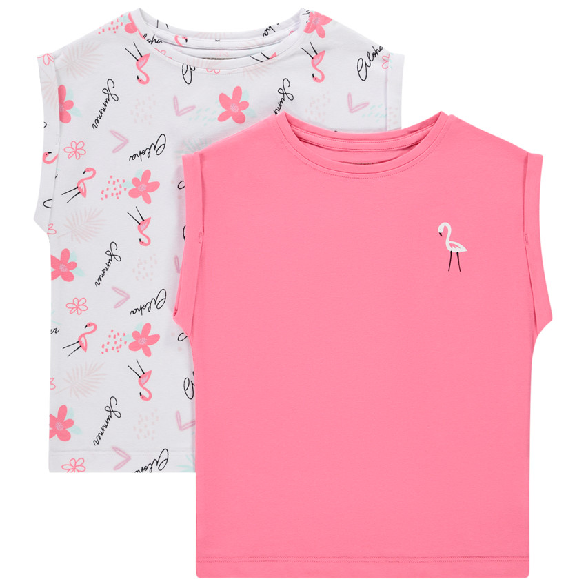 Lot de 2 t-shirts manches courtes forme boîte pour fille
