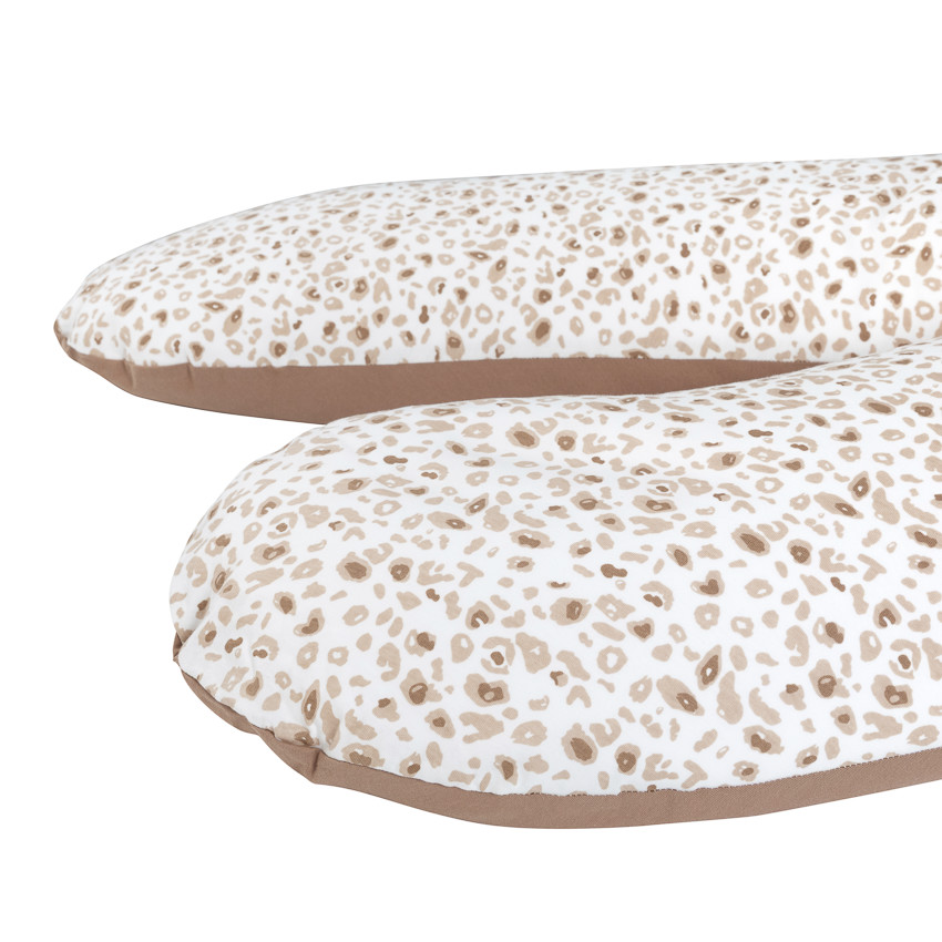 Coussin d'allaitement en microbilles 160cm imprimé Léopard - Blanc (Prémaman) - Image 1