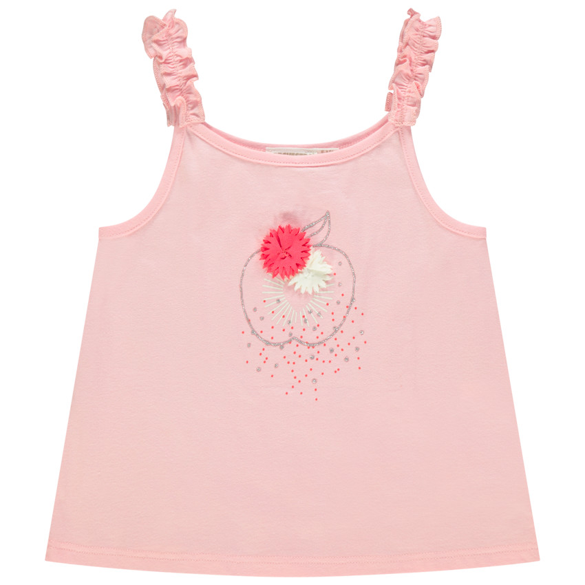 Débardeur en coton print fruit et détails en relief 