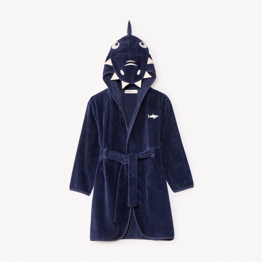 Peignoir éponge à capuche ludique requin pour garçon