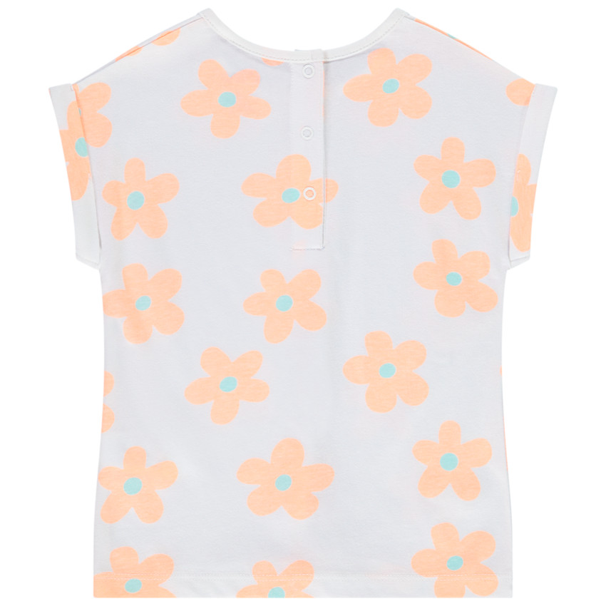 T-shirt manches courtes effet noué imprimé fleurs pour bébé fille 
