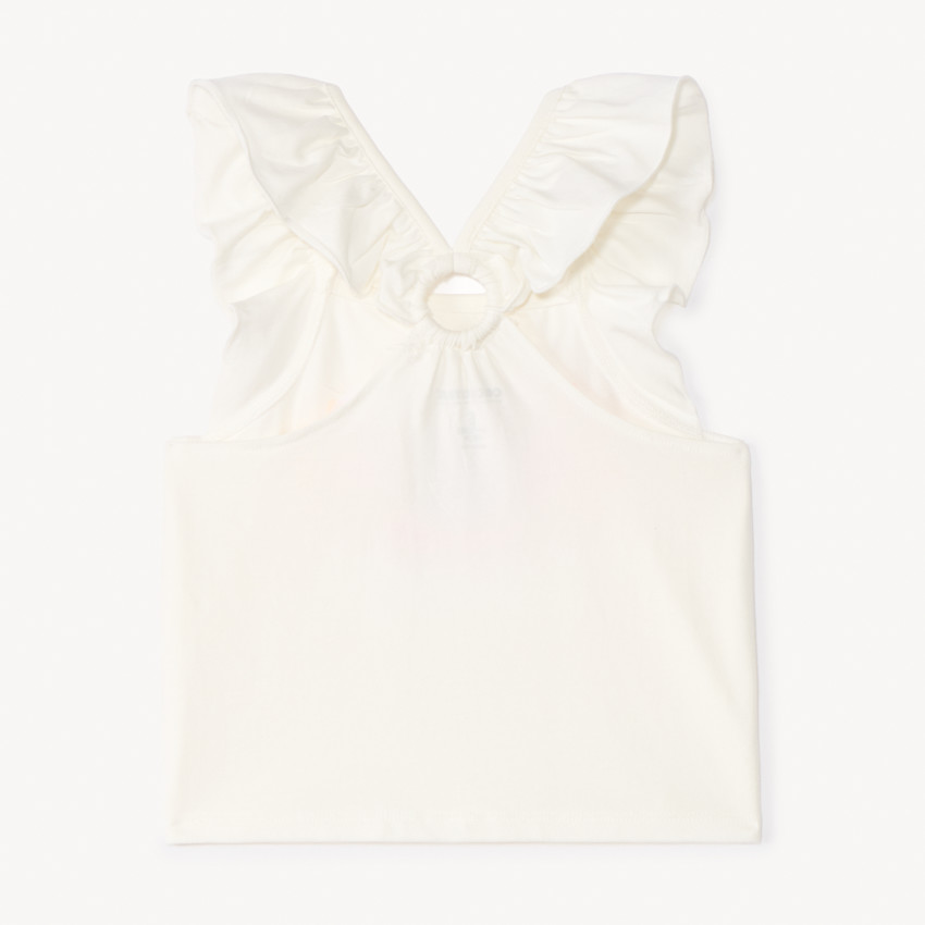 Débardeur court à bretelles volantées dos nageur pour fille 