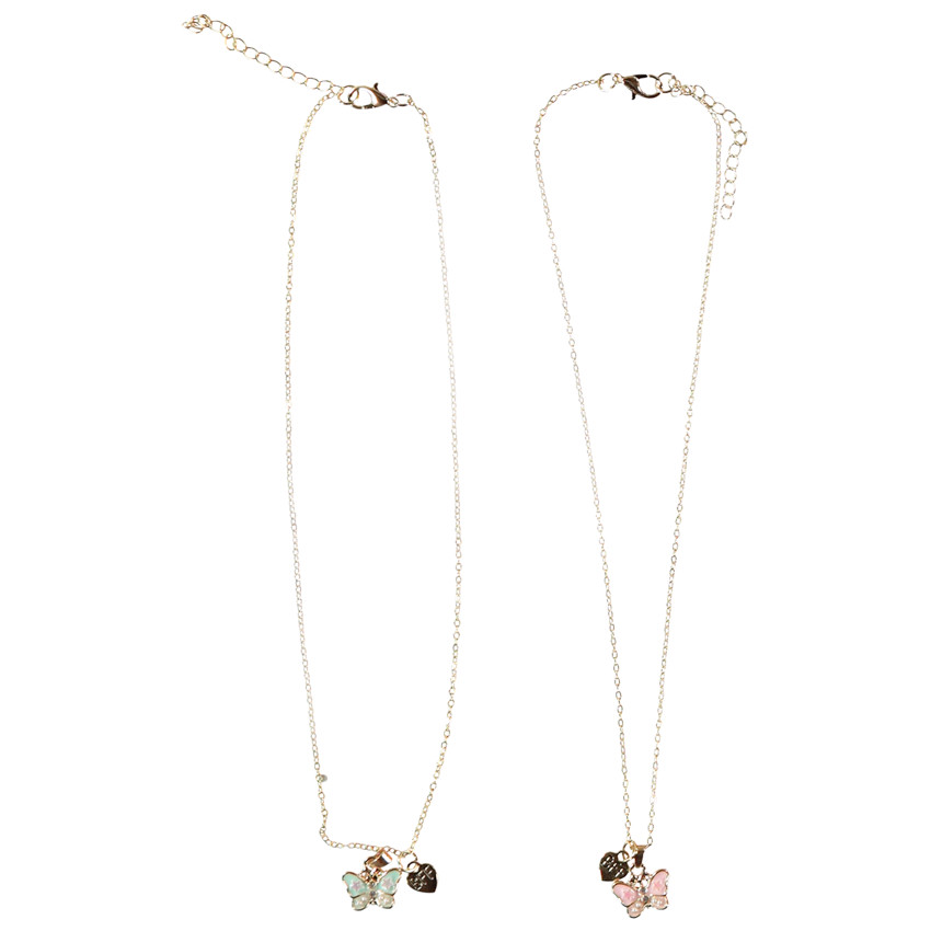 Lot de 2 colliers pendentifs papillons pour fille 