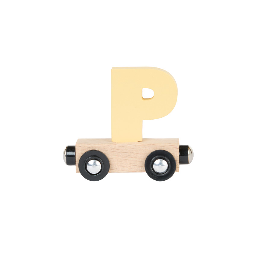 Lettre "P" wagon en bois - jaune