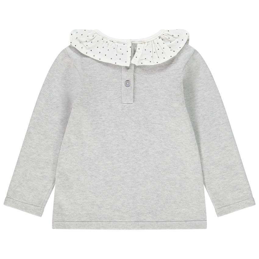 Pull à col volanté et Smiley Baby en sequins 