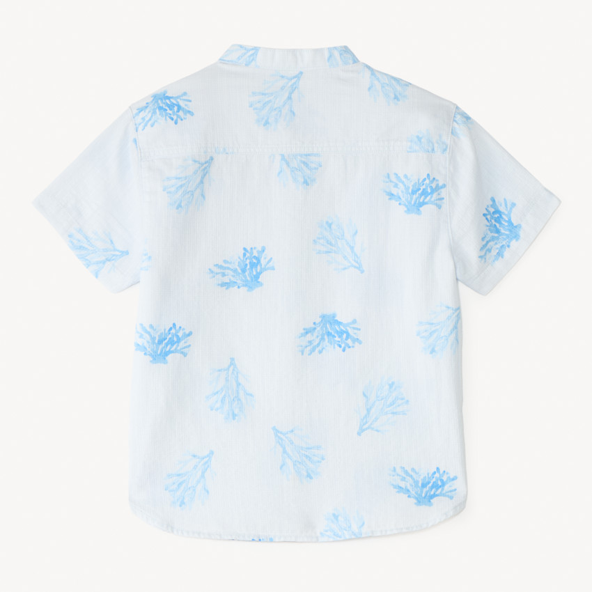 Chemise manches courtes col mao imprimé corail pour garçon 