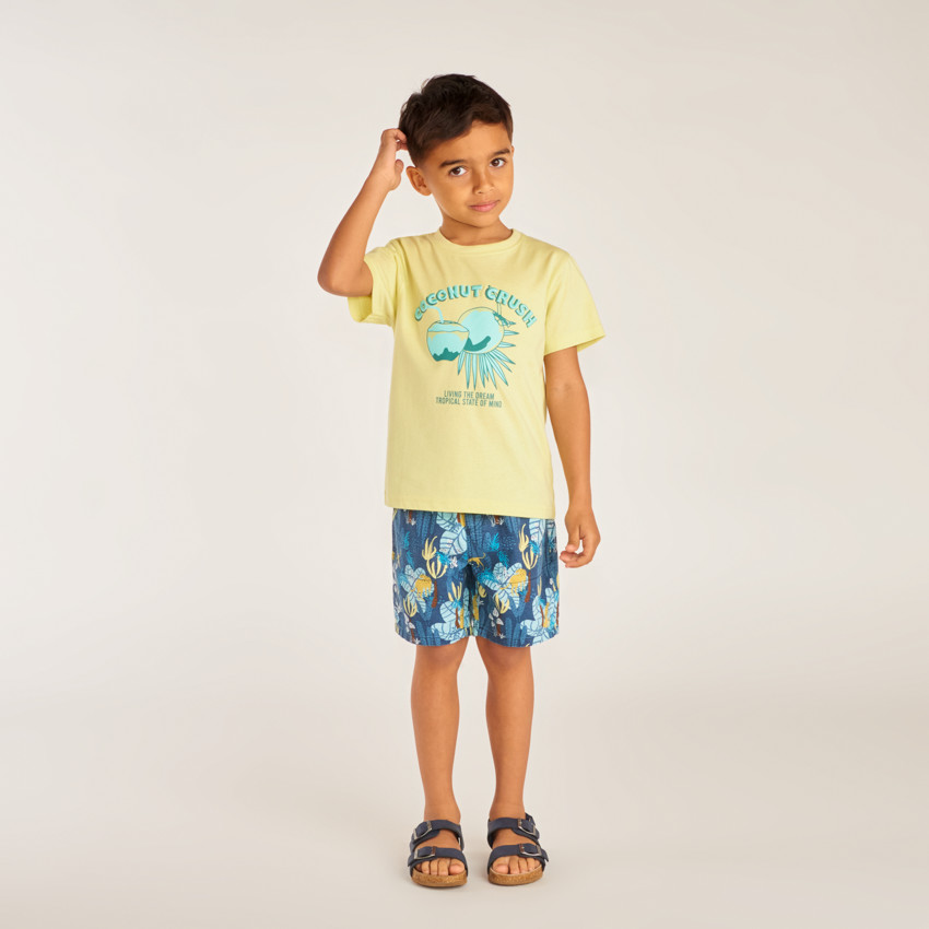 T-shirt manches courtes imprimé noix de coco pour garçon 