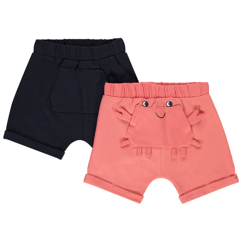 Lot de 2 bermudas en coton bio à détails en relief