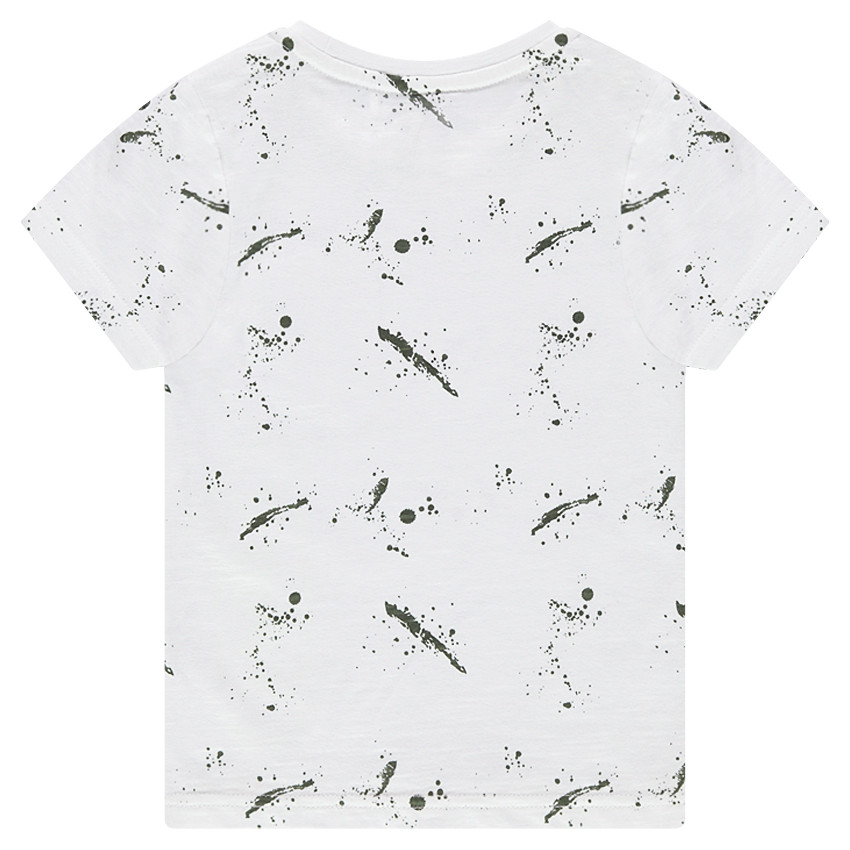 Tee-shirt manches courtes avec imprimé effet tâches et skate printé 