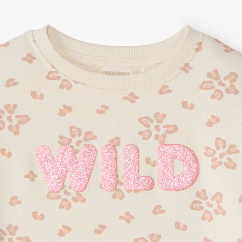 Sweat oversize en molleton print à paillettes fantaisie pour fille 