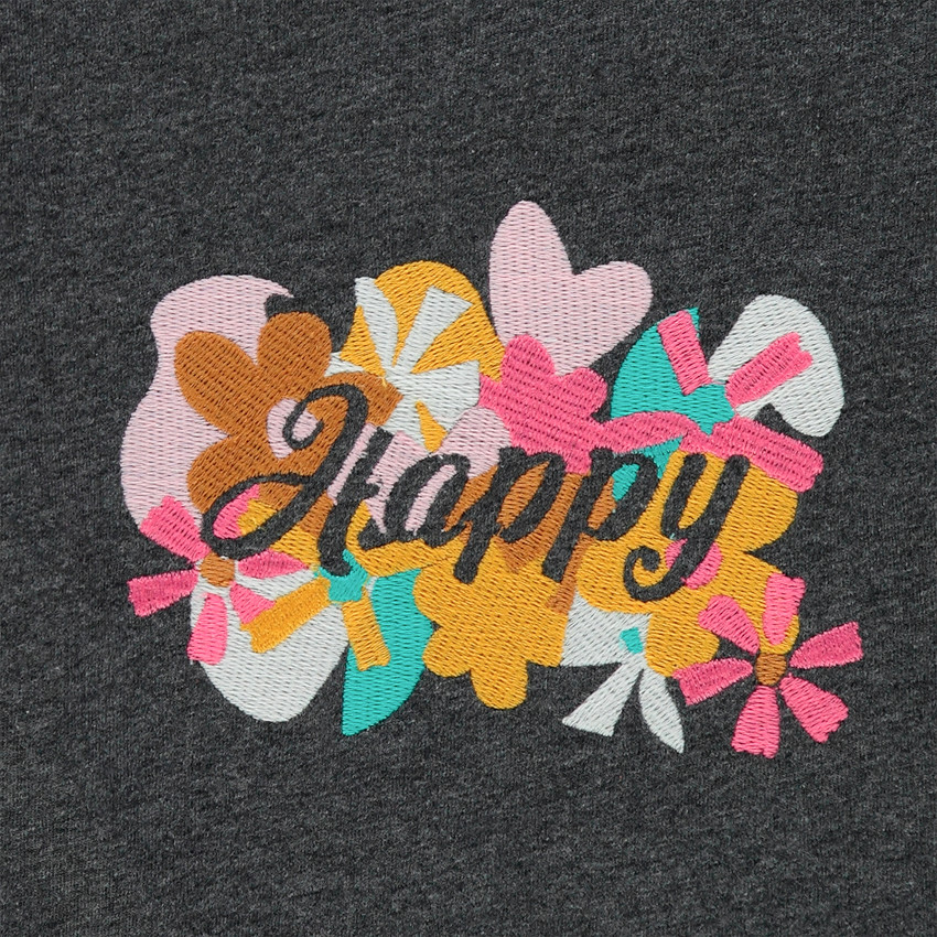 T-shirt manches longues à fleurs brodées pour enfant fille 