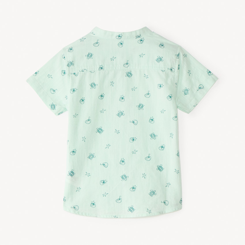 Ensemble court 2 pièces chemise col mao et salopette pour bébé garçon  