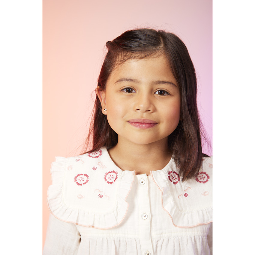 Chemise manches longues avec broderie fantaisie pour fille 