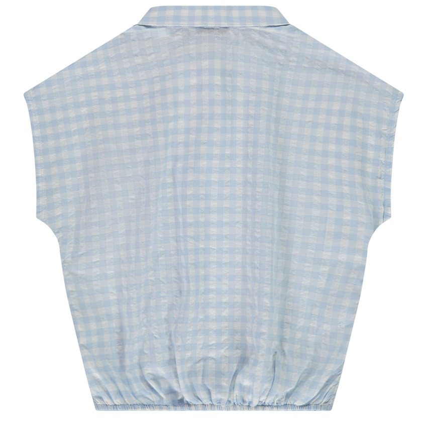 Chemise manches courtes à nouer imprimé vichy pour fille 