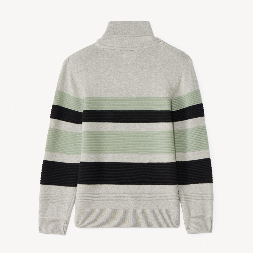 Pull à col châle en tricot rayé pour garçon 