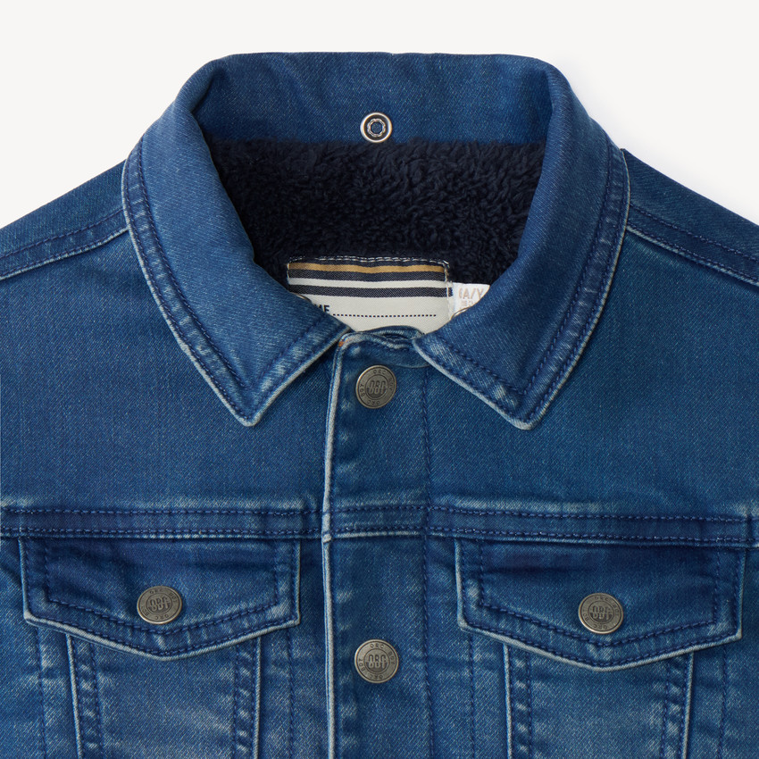 Veste jean doublée en sherpa avec capuche amovible pour garçon 