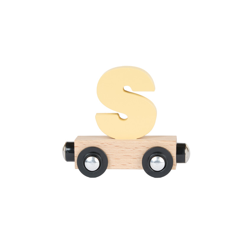 Lettre "J" wagon en bois - jaune 