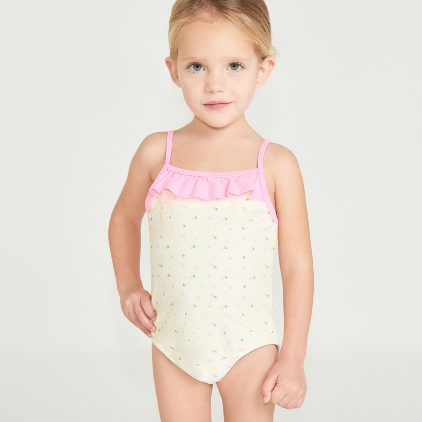 Maillot de bain 1 pièce imprimé cœur pour bébé fille  