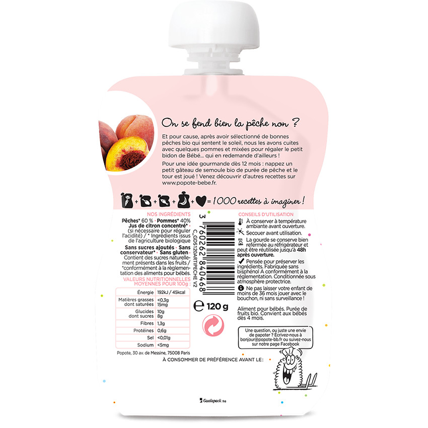 Gourde à la pêche bio - 120g 
