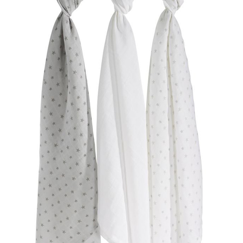 Lot de 3 langes 70 x 70 cm - Céleste Main Lot de 3 langes 70 x 70 cm - Céleste