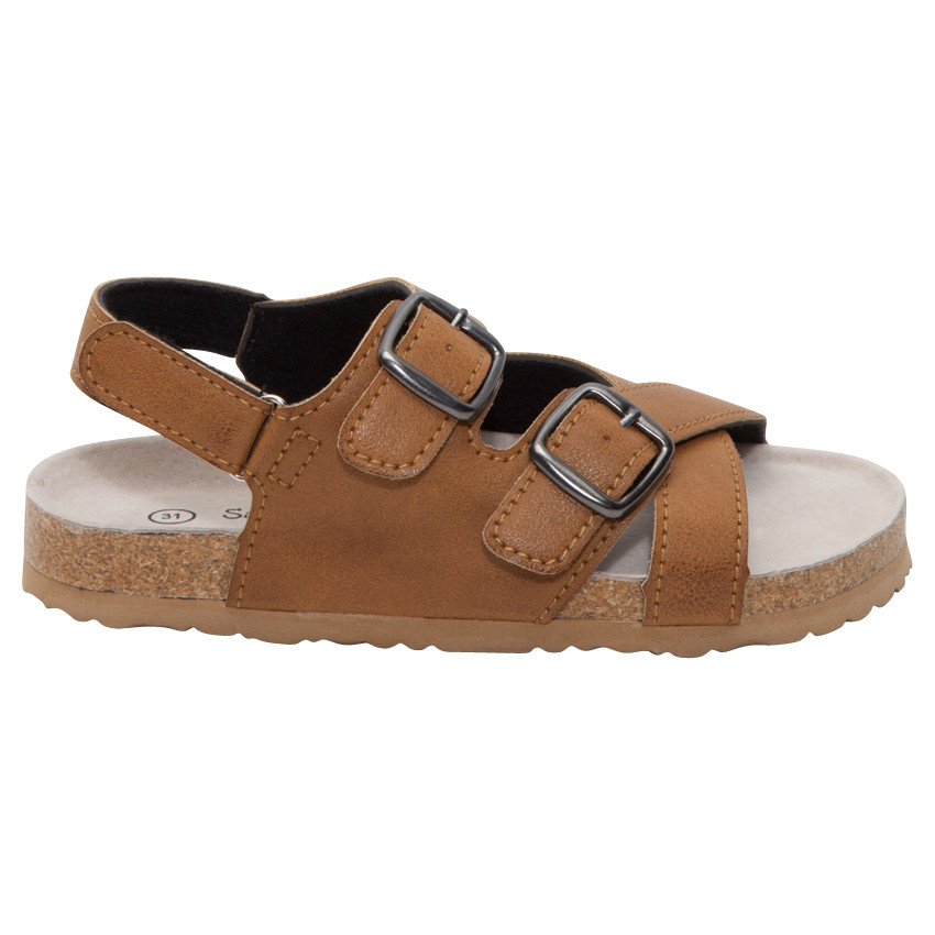 Nu-pieds effet cuir camel avec boucles fantaisie du 28 au 35 
