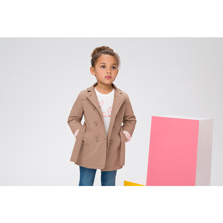 Trench camel en twill déperlant 