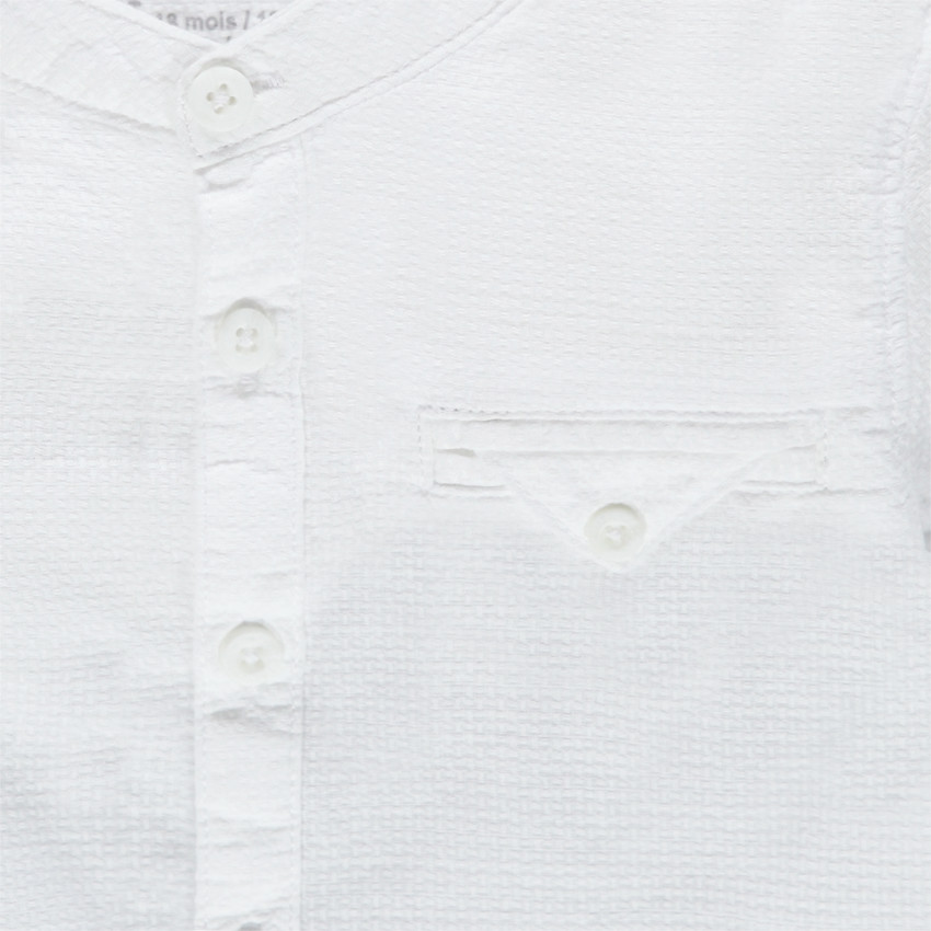 Chemise manches longues col mao en coton façonné 