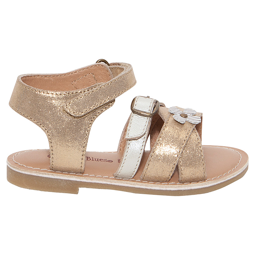 Nu-pieds dorés en cuir 