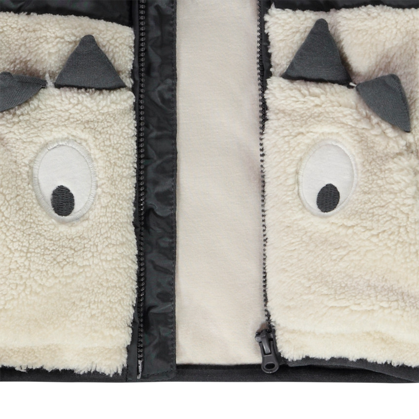 Gilet à capuche ludique dinosaure bi-matière pour bébé garçon 