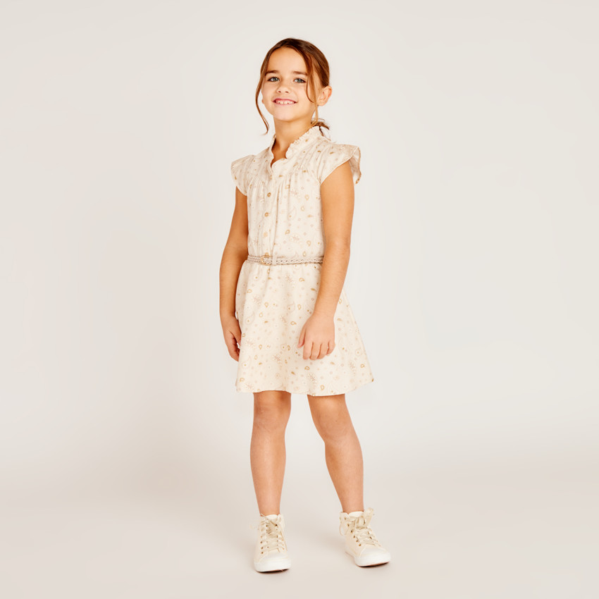 Robe manches courtes imprimé cachemire pour fille 