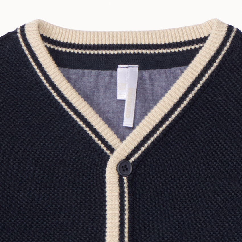 Gilet tricot uni en chambray pour bébé garçon 