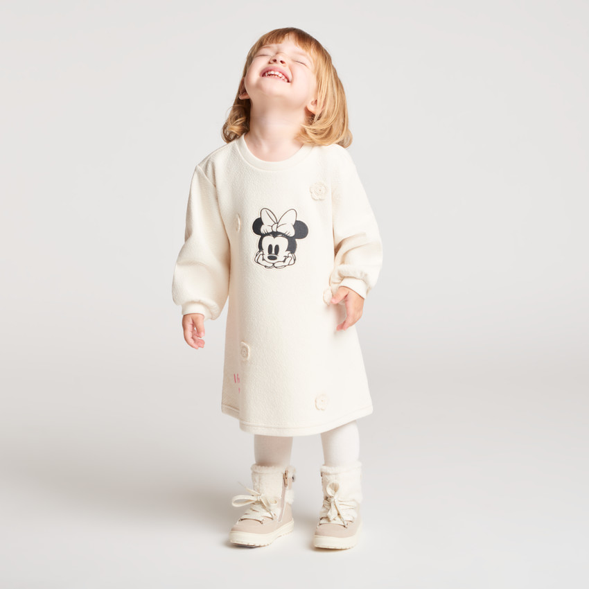 Robe molleton bébé fille broderie Minnie Disney