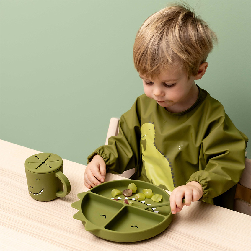 Assiette silicone avec ventouse et compartiments Mr Dino 