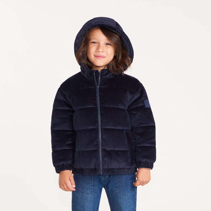 Parka blouson grand froid garçon côtelée à capuche 