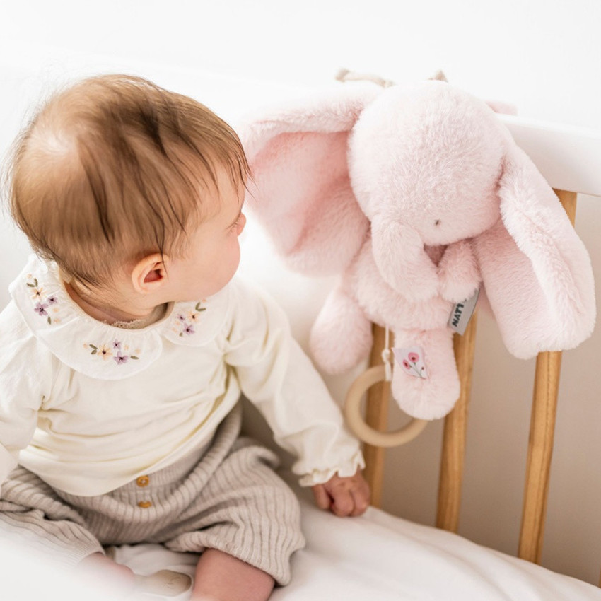 Peluche musicale éléphant - Velours - Fanfan - Rose - 24 cm 