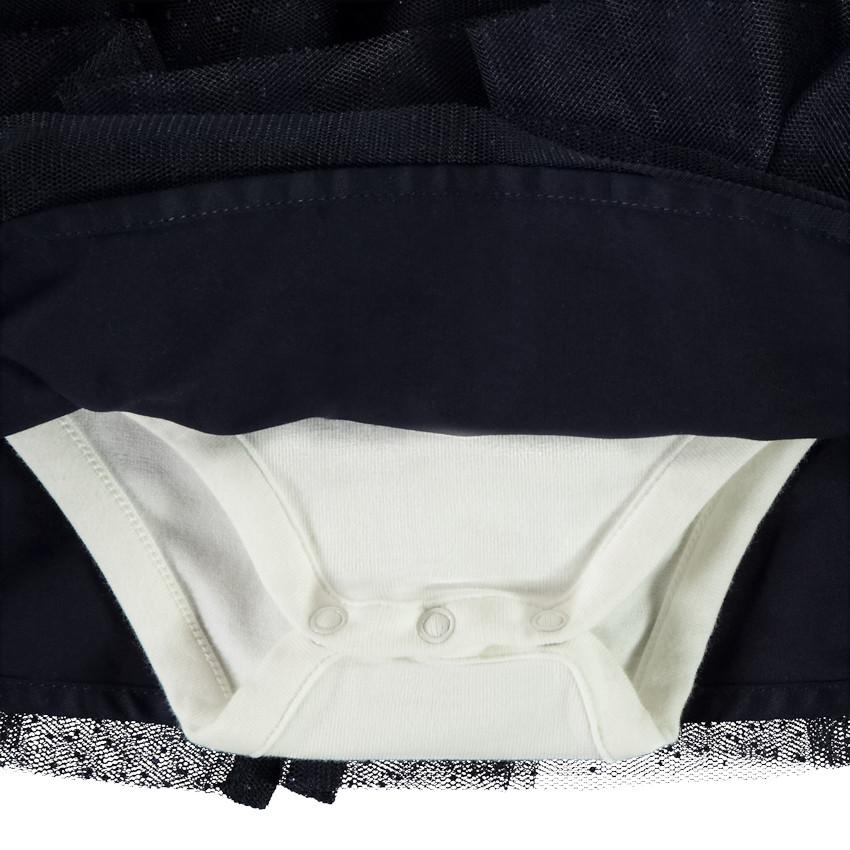 Robe body manches longues effet 2 en 1 bi-matière pour bébé fille 