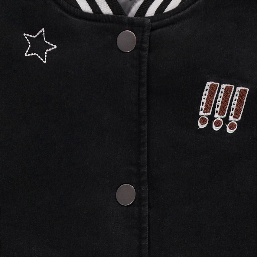 Junior - Manteau long ouatiné en jeans coton avec badges fantaisie 