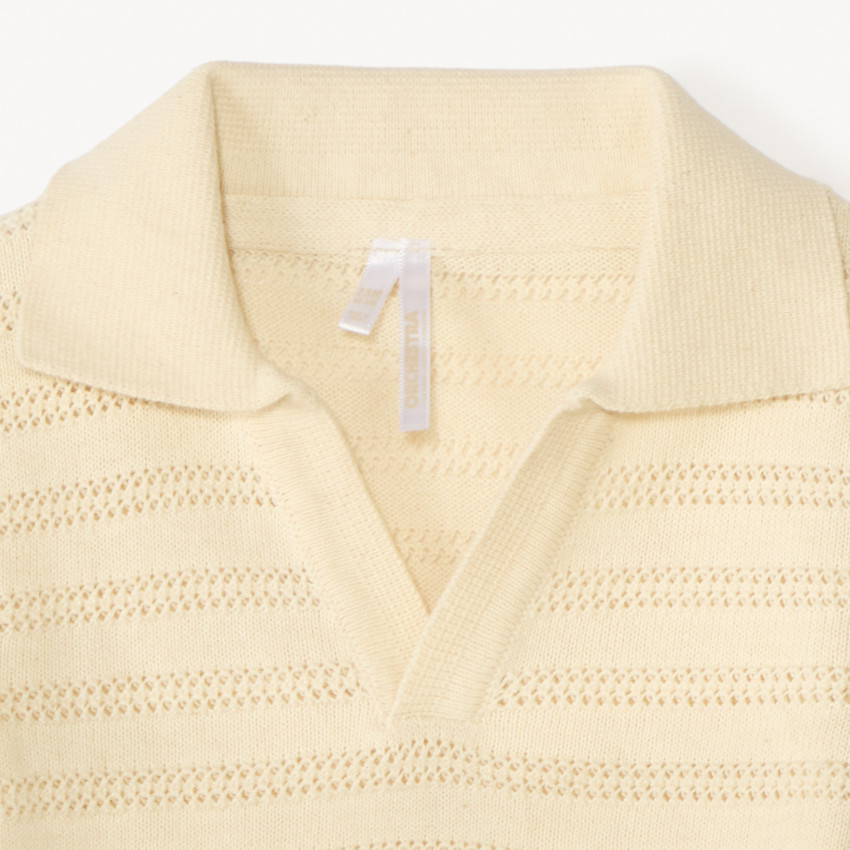 Polo manches courtes tricot fantaisie ajouré pour bébé garçon 