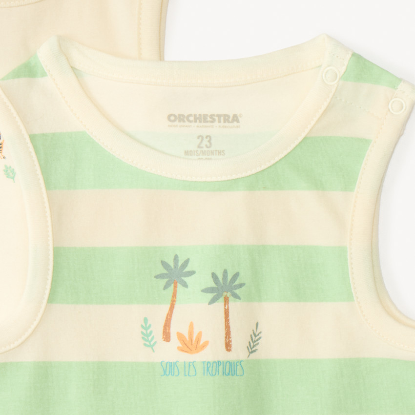 Lot de 5 bodies sans manches en jersey motifs savane pour bébé garçon 