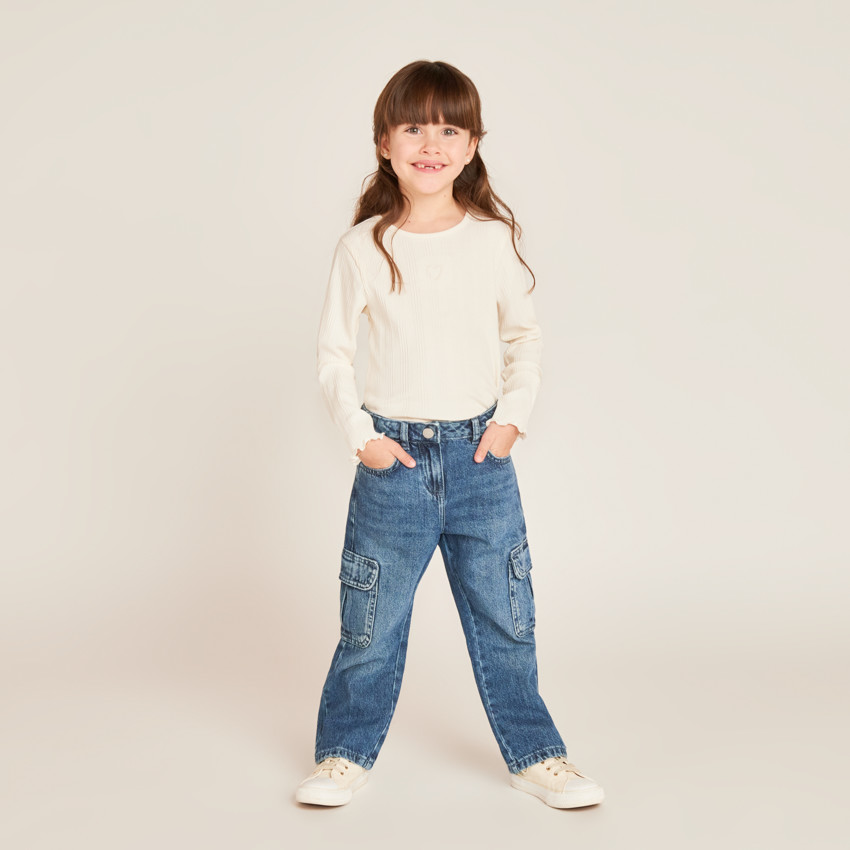 Jean large style cargo pour fille
