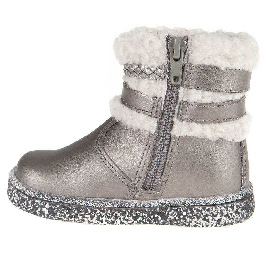 Bottines argent col fausse fourrure 