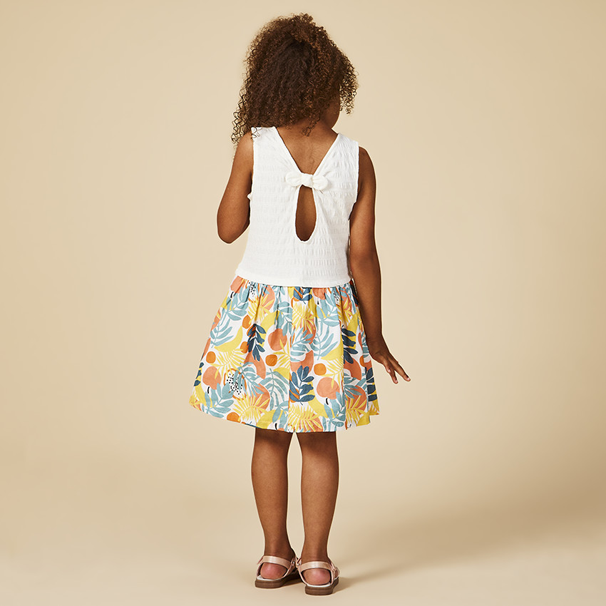 Robe sans manches effet 2 en 1 bi-matière pour fille 