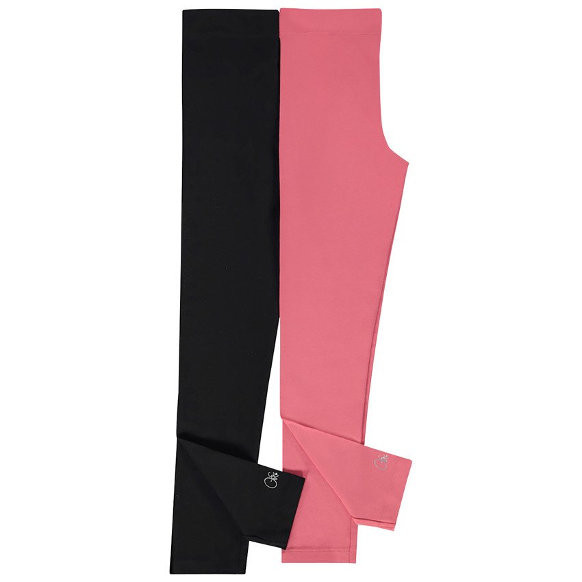 Lot de 2 leggings unis avec foil print pour fille 