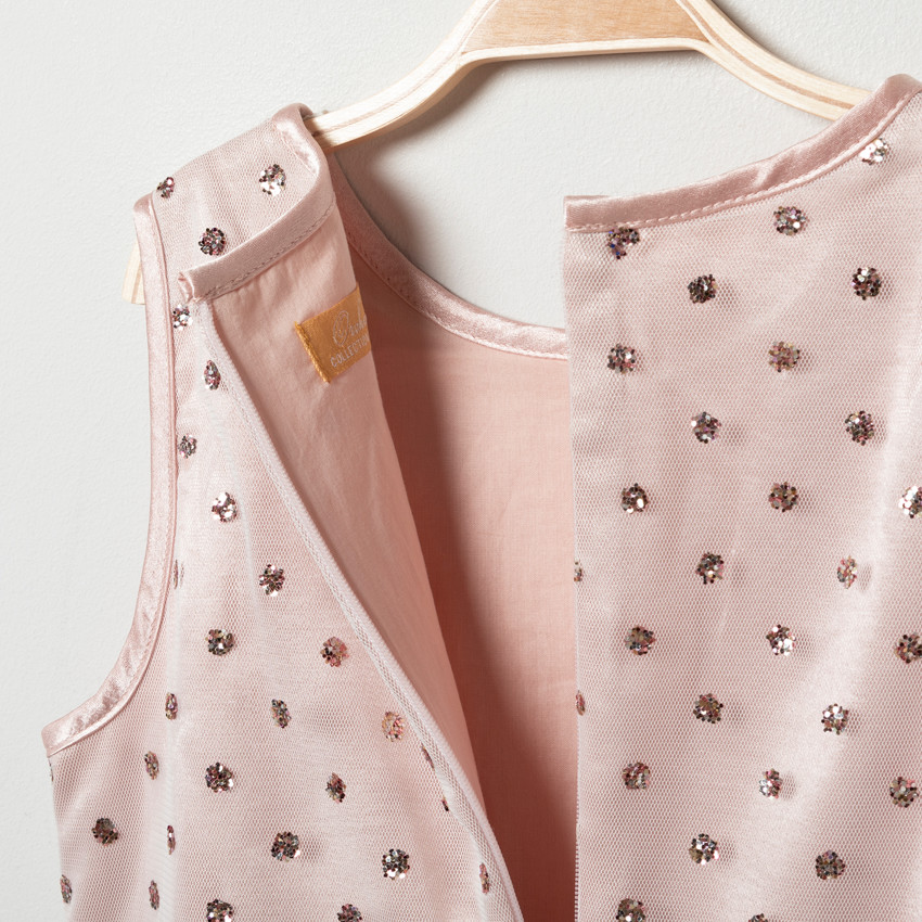 Robe de fêtes sans manches en tulle à paillettes pour enfant fille 