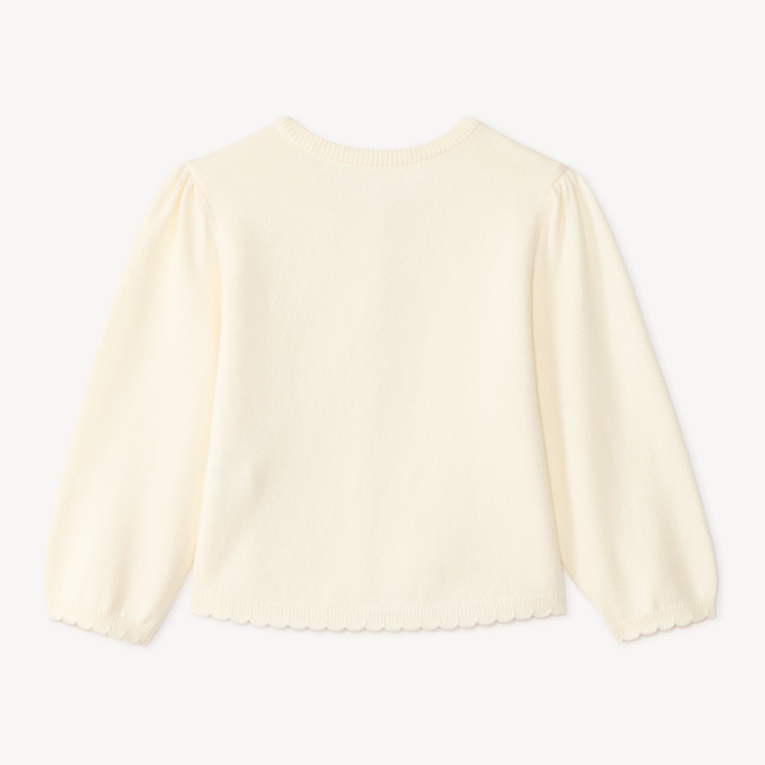 Gilet en tricot uni festonné pour bébé fille 