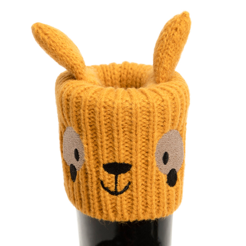 Bottes de pluie pour enfant garçon à col en tricot motif renard  