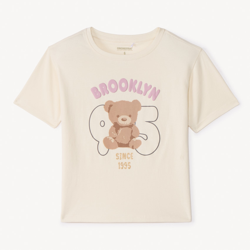 T-shirt manches courtes print ourson pour fille