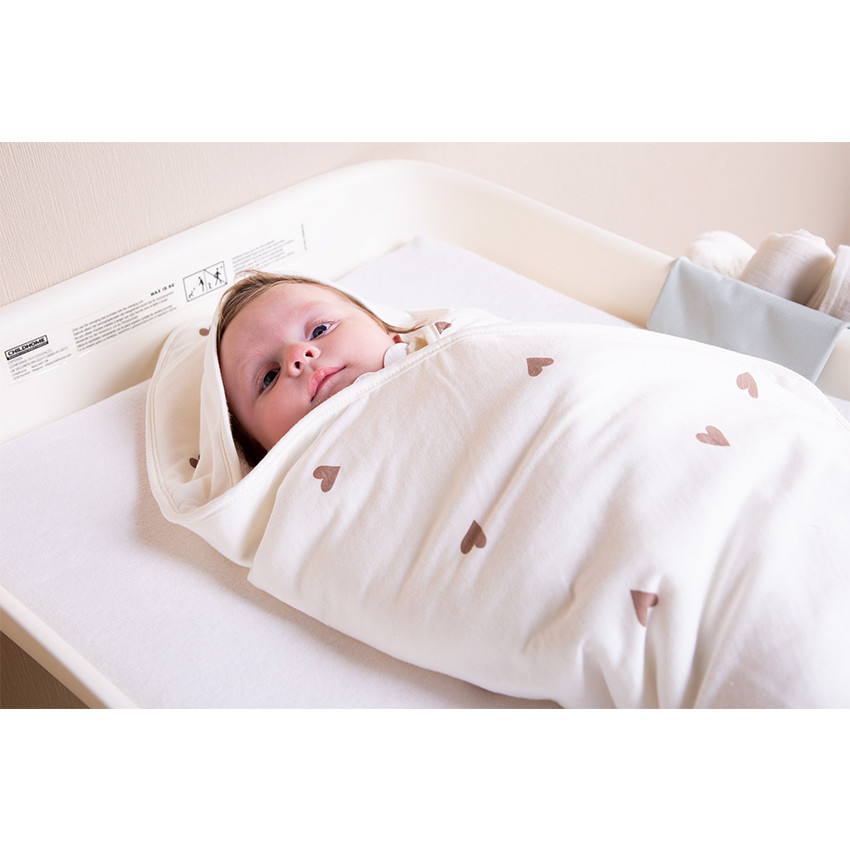 Set de bain avec cape à capuche + gant 80 x 80 cm - Coeur  