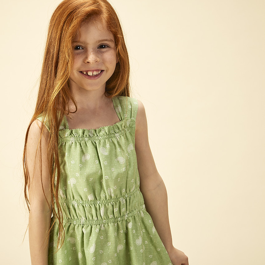 Robe sans manches imprimé cachemire pour fille 